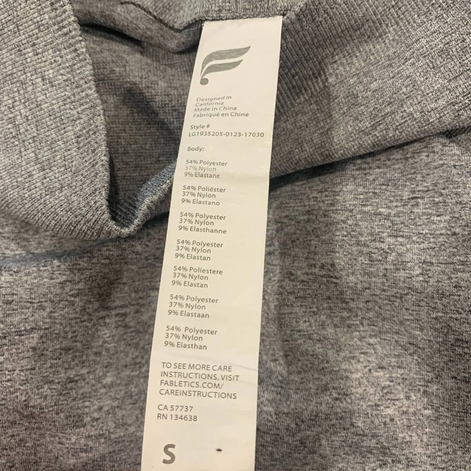 Size Small Fabletics Heather Gray Sync High-Waisted Perforated 7/8