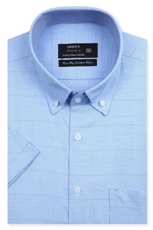 Sky Blue Check Formal Shirt (Half Sleeves)