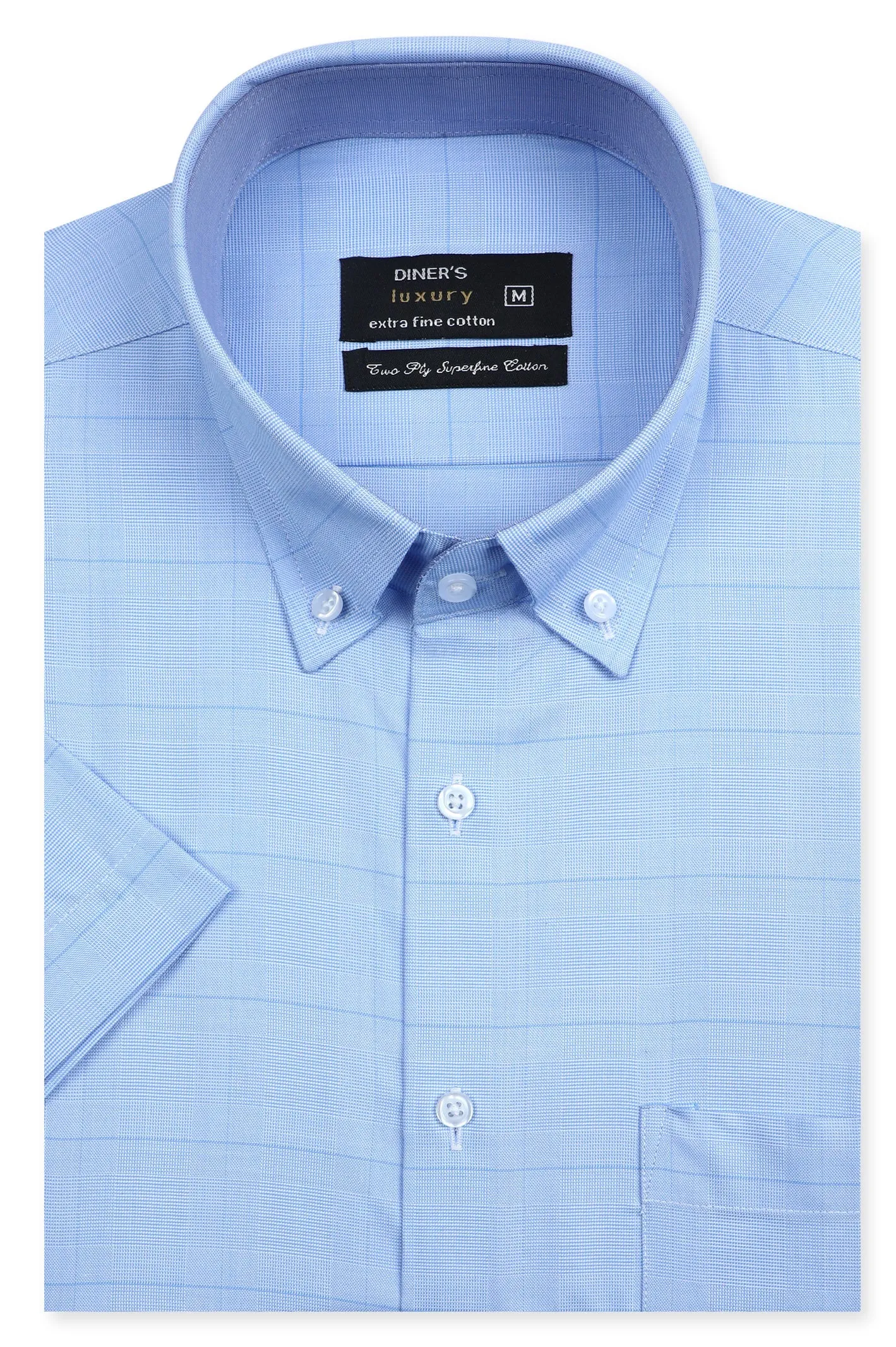 Sky Blue Check Formal Shirt (Half Sleeves)