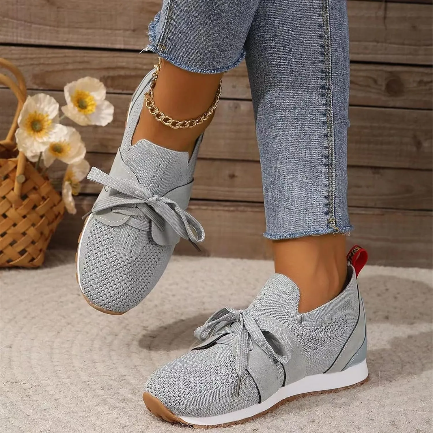 Slip On Sneakers Women Arch Support Walking Shoes Sock Sneakers Mesh Loafers Fashion Casual Running Tennis Shoes 2025