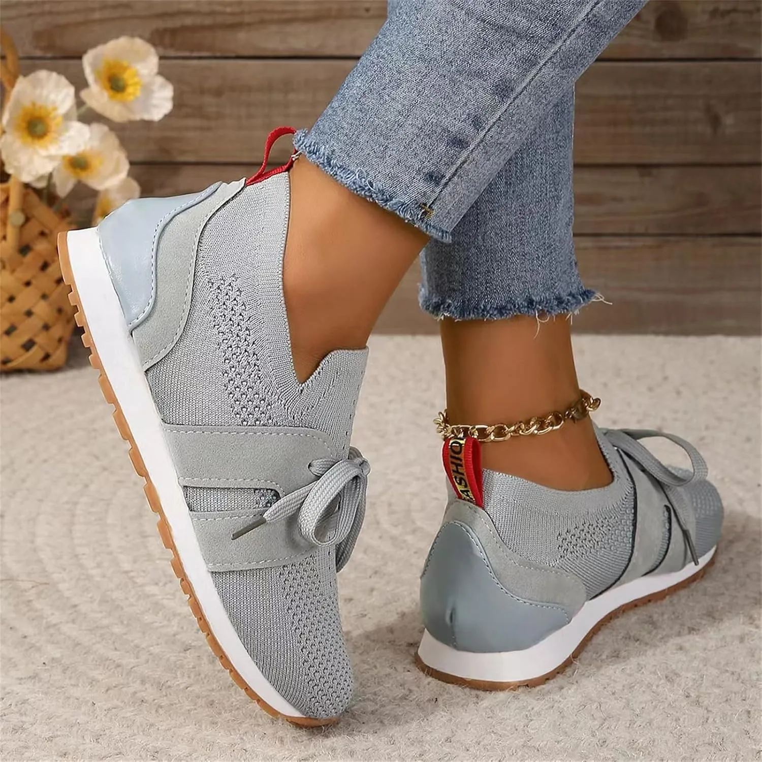 Slip On Sneakers Women Arch Support Walking Shoes Sock Sneakers Mesh Loafers Fashion Casual Running Tennis Shoes 2025