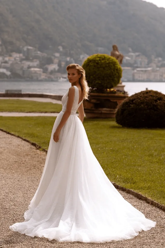 Sparkly Dress for Wedding with V-Neck - Aline Ball Gown Wedding Dress - Beaded Dress Plus Size