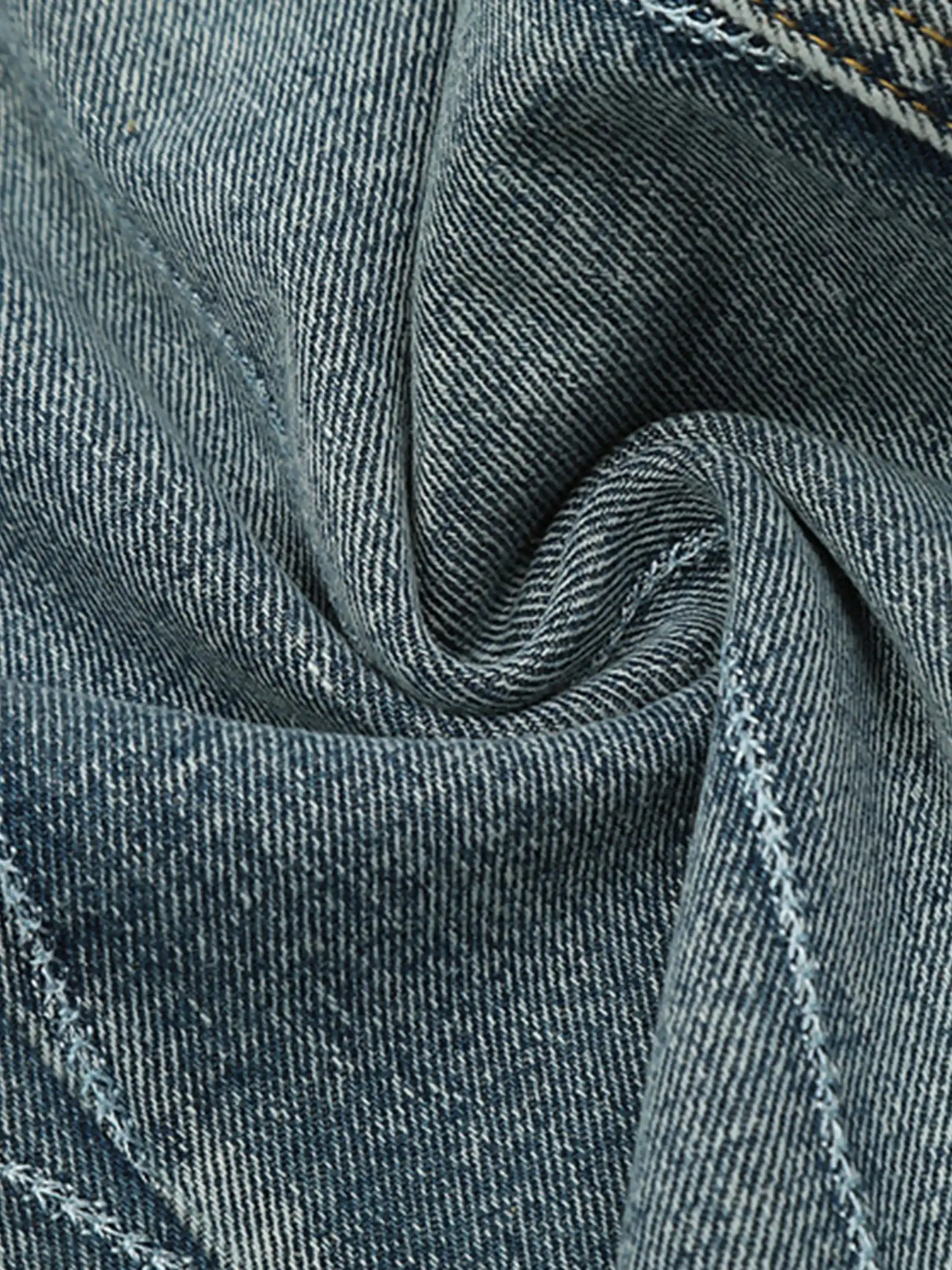 Spider Web Topstitched Loose Jeans