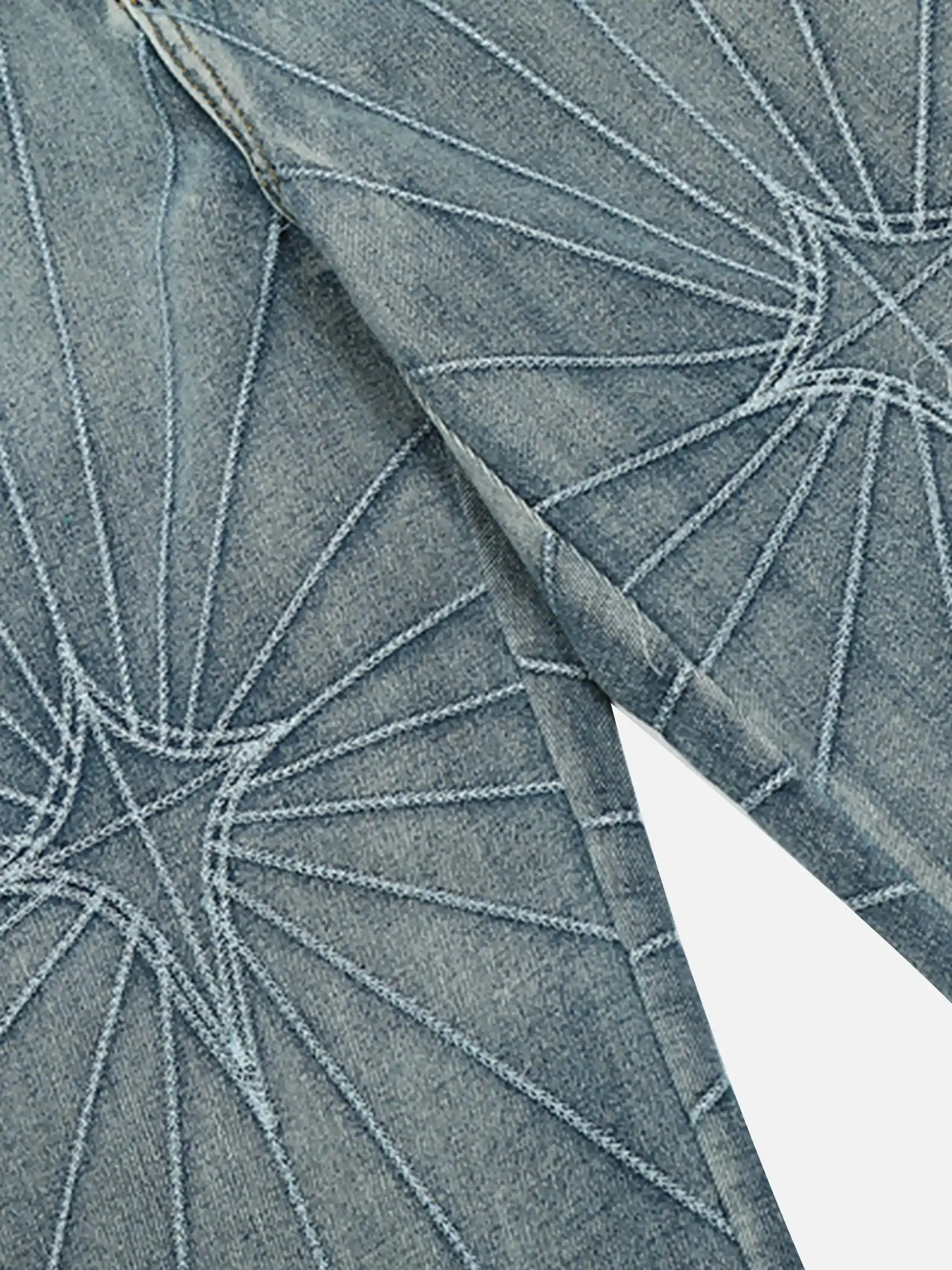 Spider Web Topstitched Loose Jeans