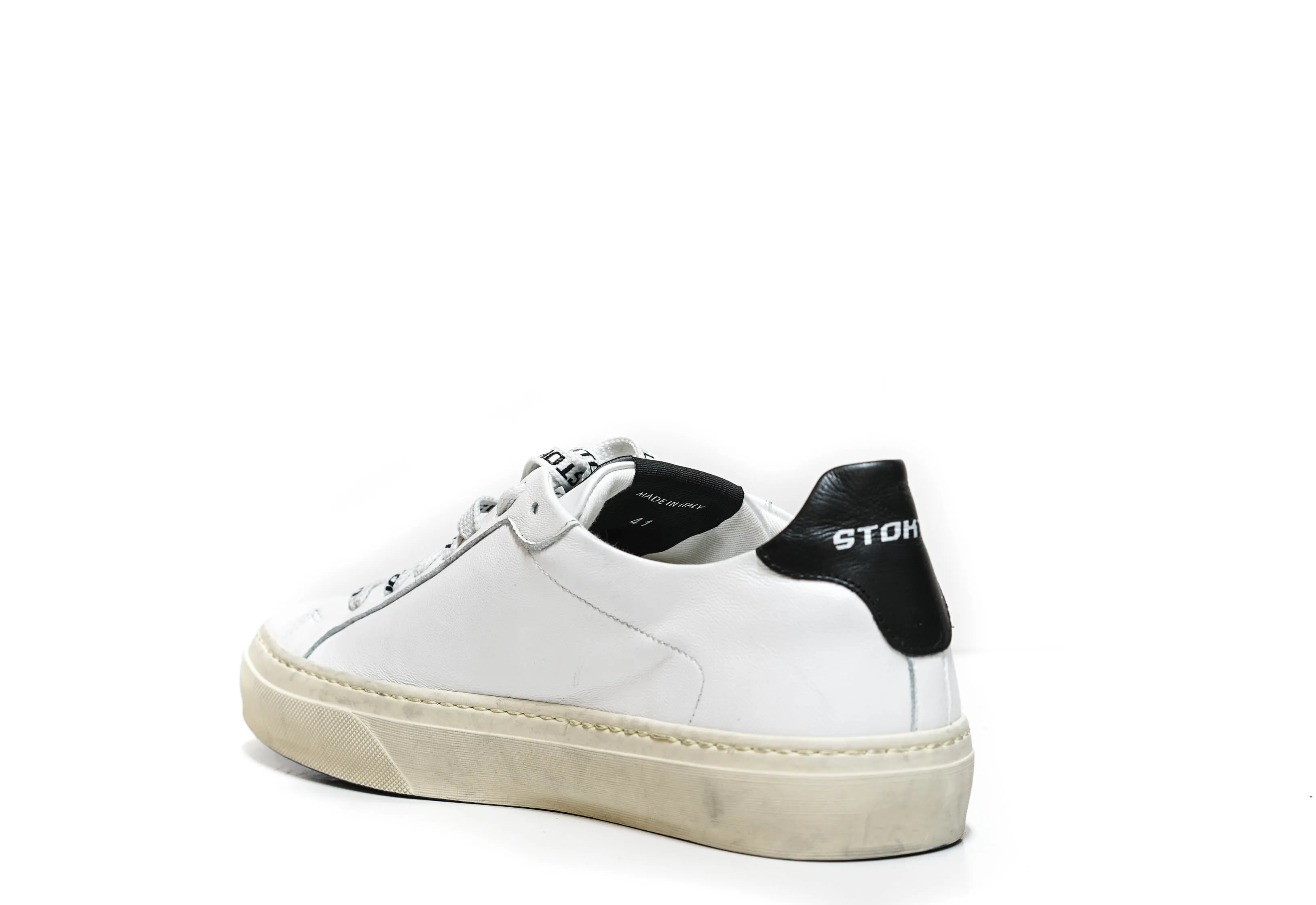 Stokton Men's White Bolt Leather Sneaker Blaze-U.