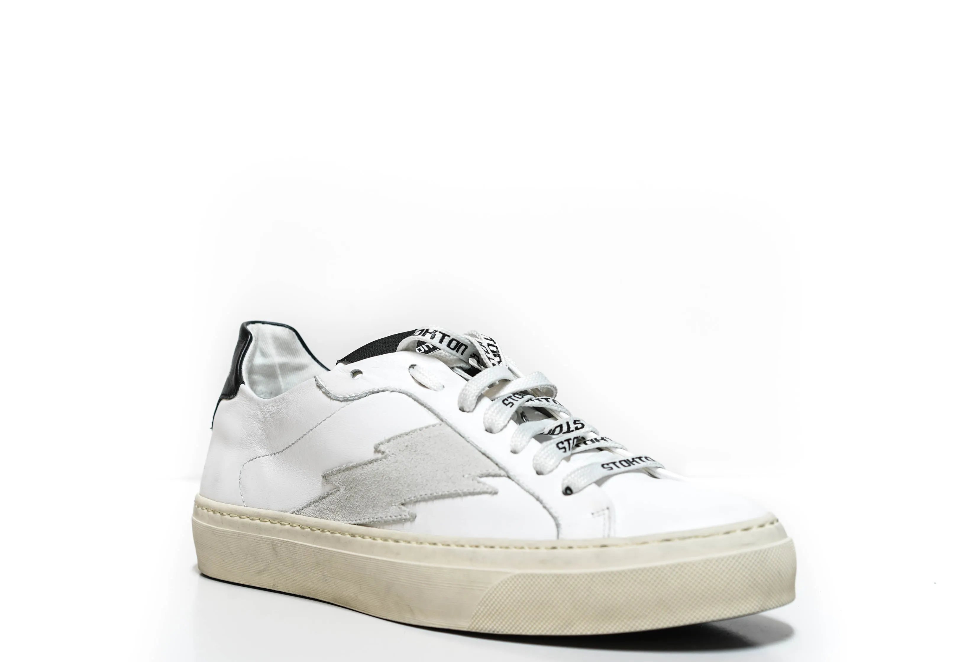 Stokton Men's White Bolt Leather Sneaker Blaze-U.