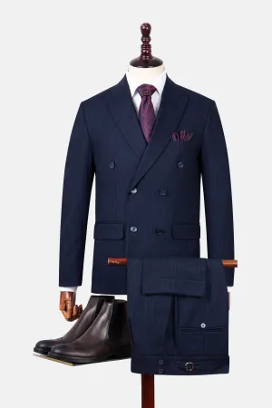 Striped Double Breasted Navy Suite