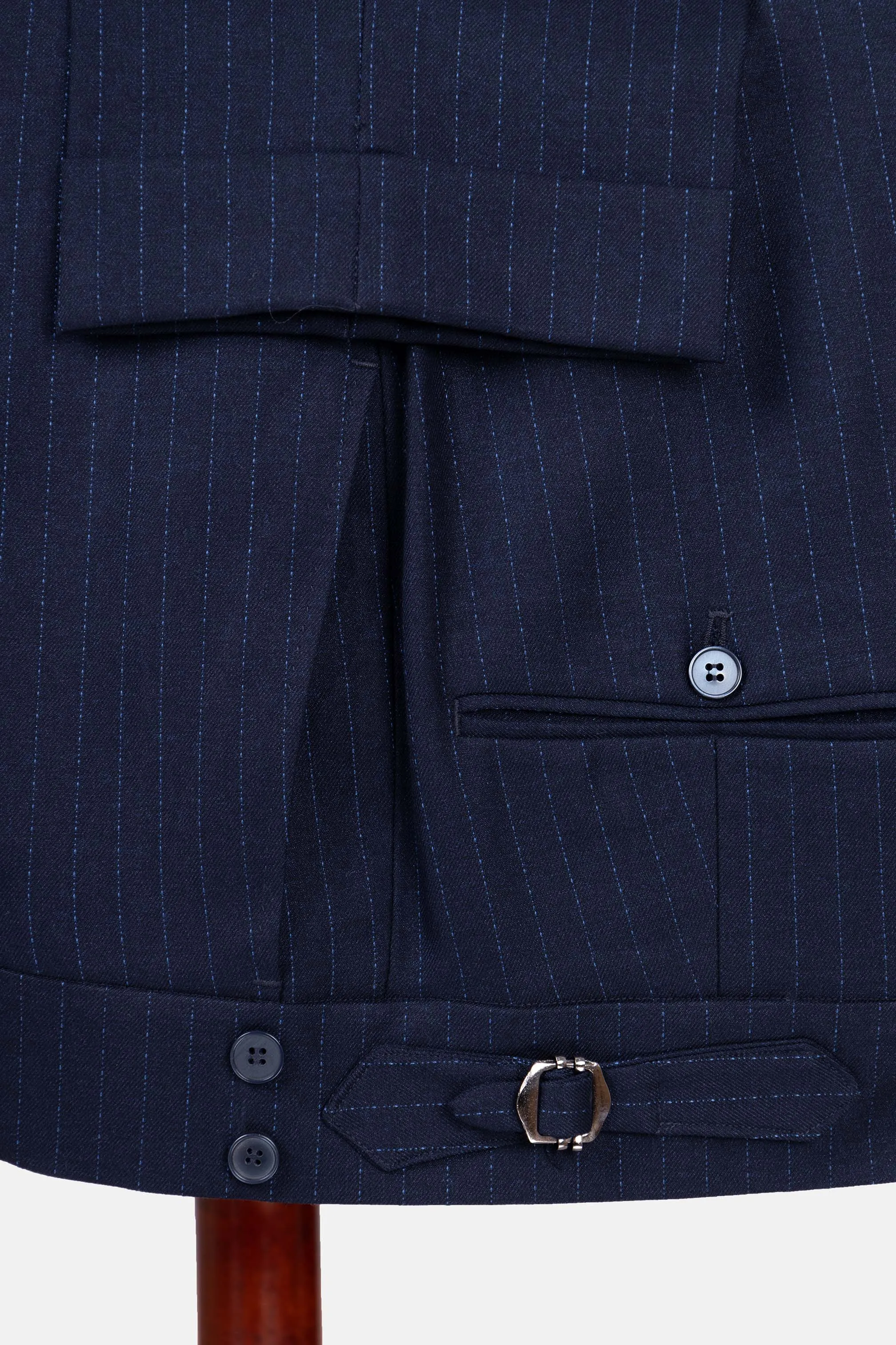 Striped Double Breasted Navy Suite