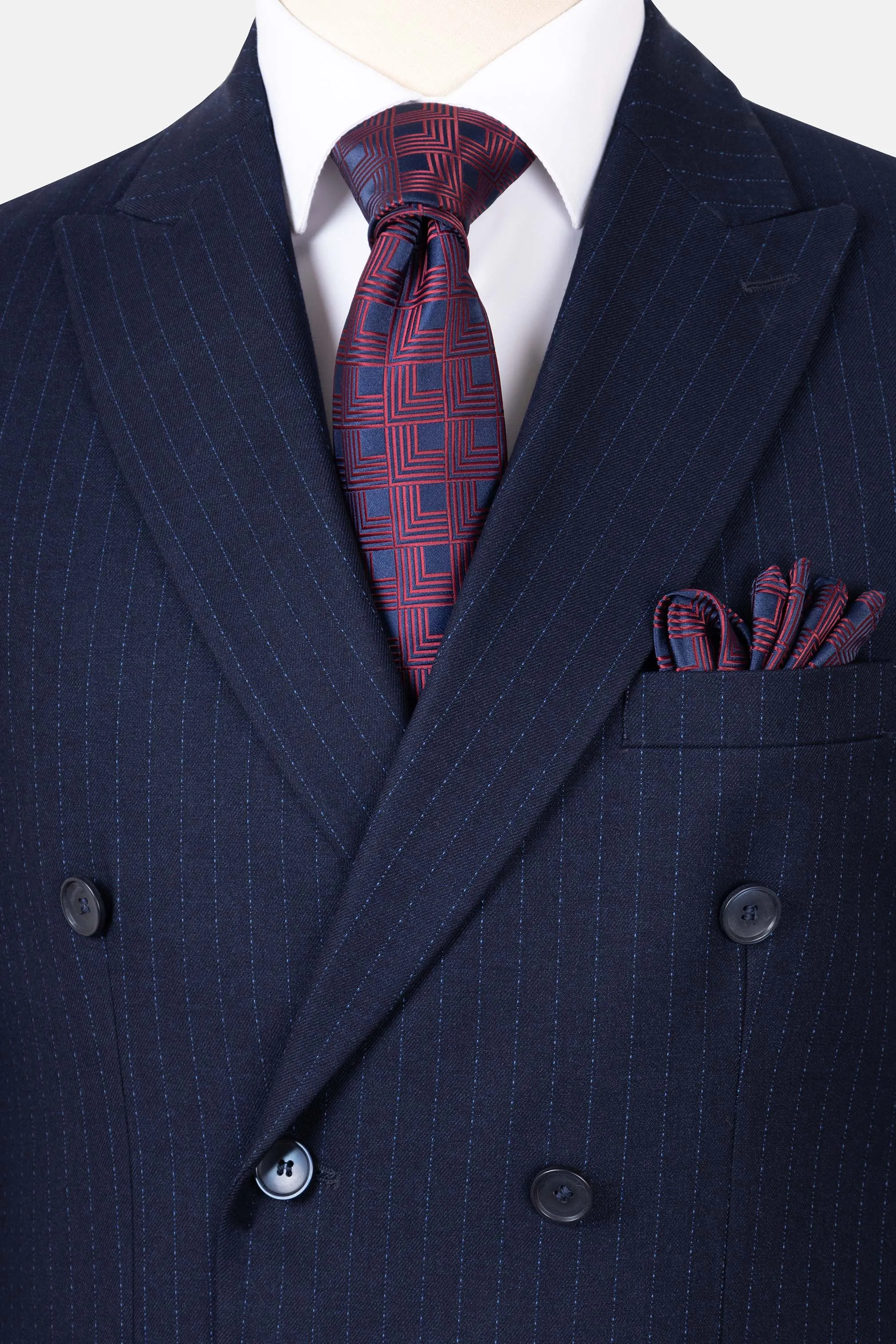 Striped Double Breasted Navy Suite