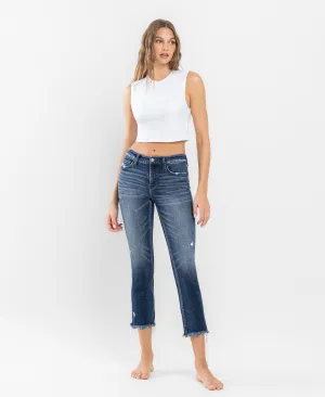 Stunned - Low Rise Raw Hem Crop Slim Straight Jeans