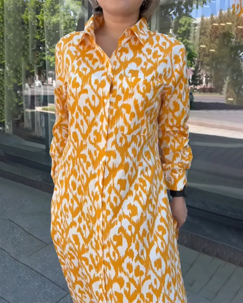 TastyHottie - Printed elegant shirt dress