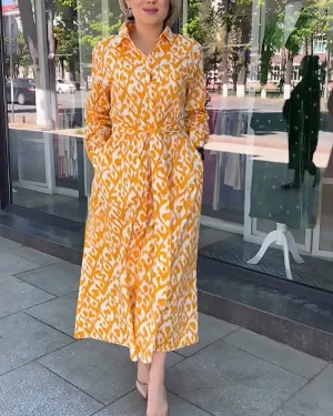 TastyHottie - Printed elegant shirt dress
