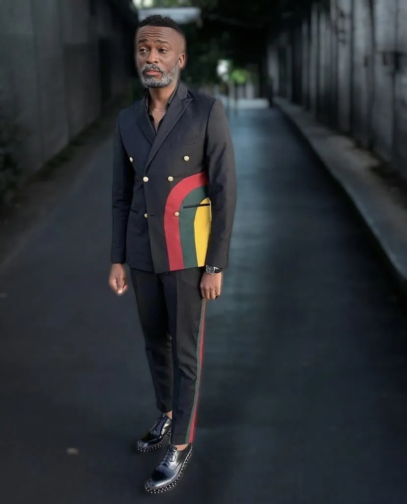 TUSHADE Spliced Elegance Double-Breasted Suit