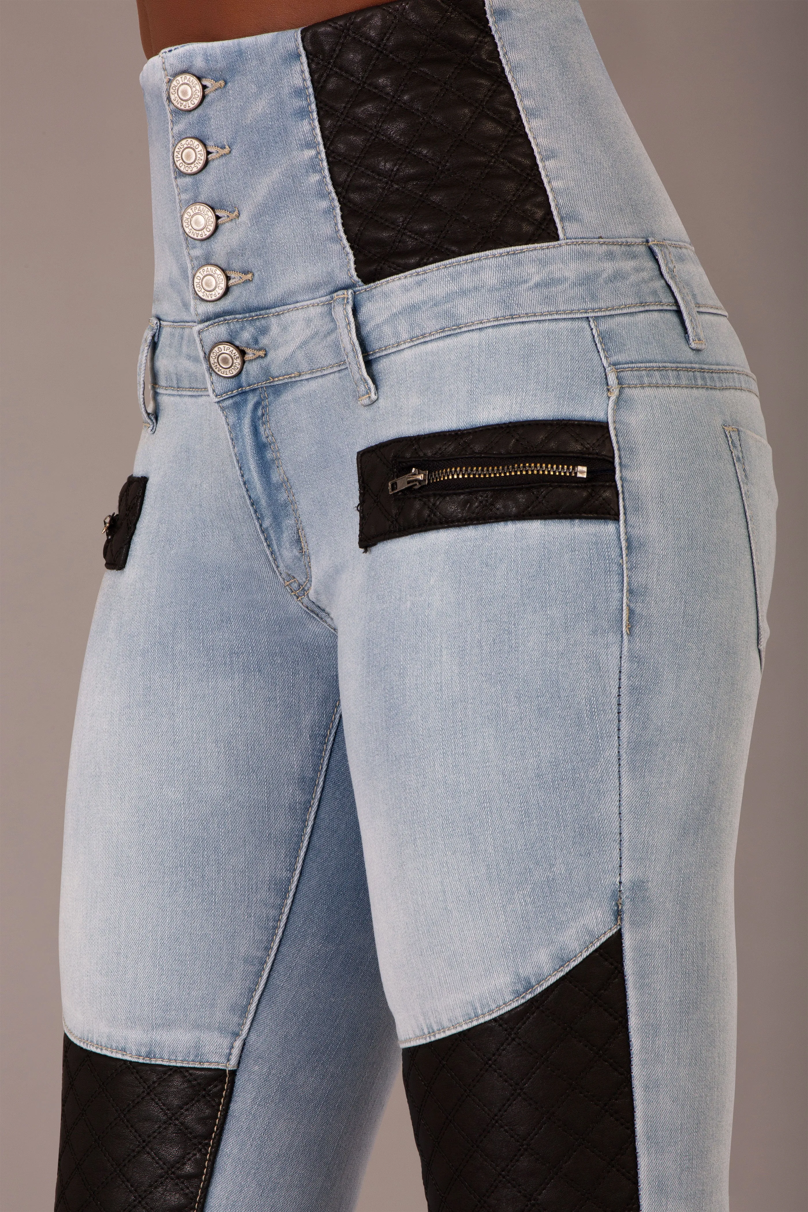 UrbanEdge High-Waist Skinny Jeans with Leather Accents