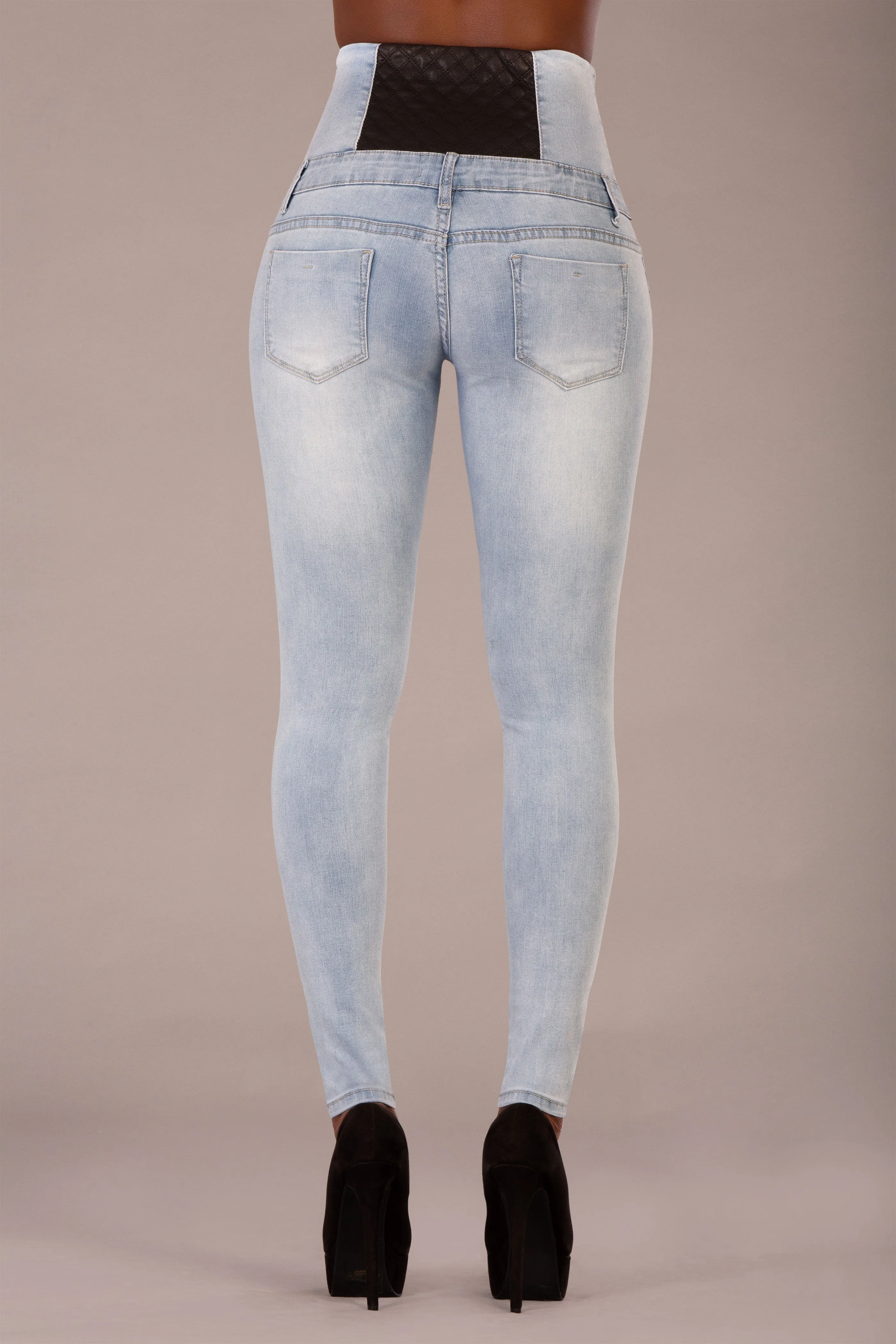 UrbanEdge High-Waist Skinny Jeans with Leather Accents