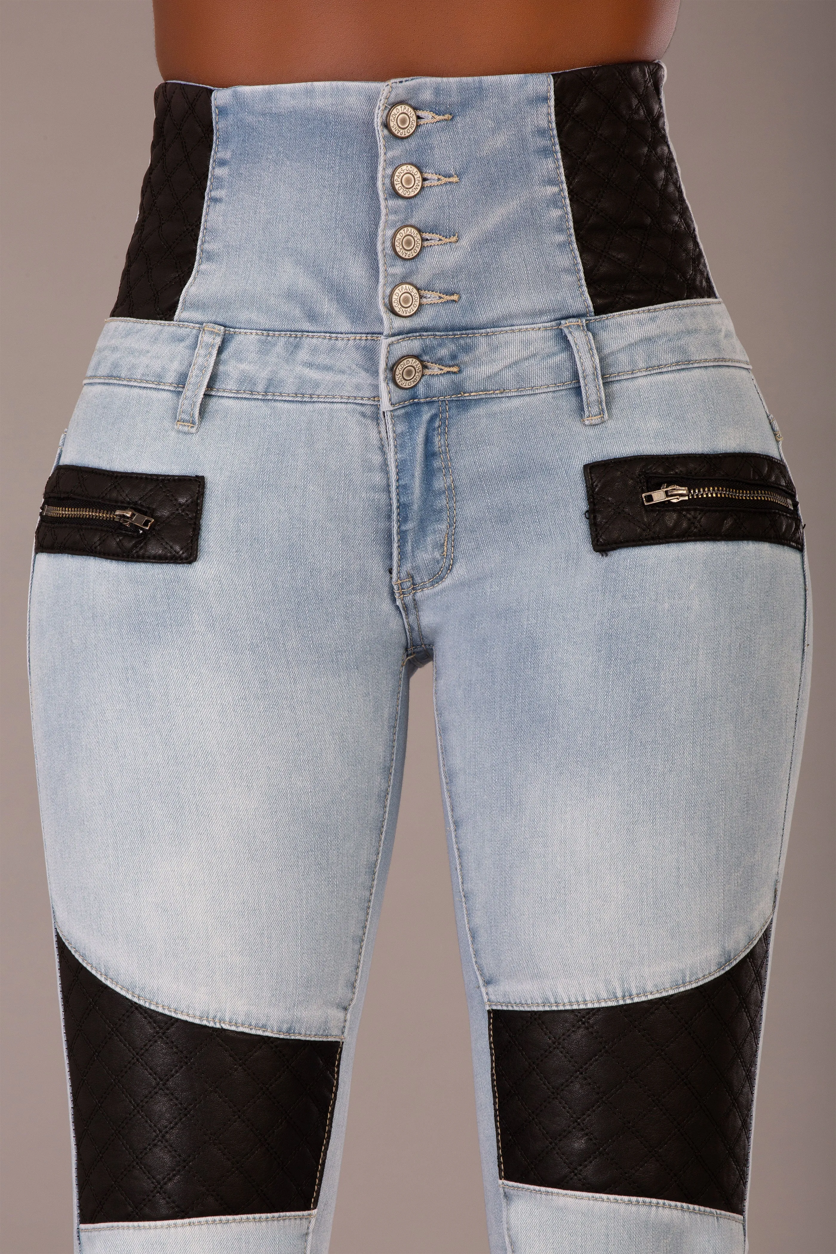 UrbanEdge High-Waist Skinny Jeans with Leather Accents