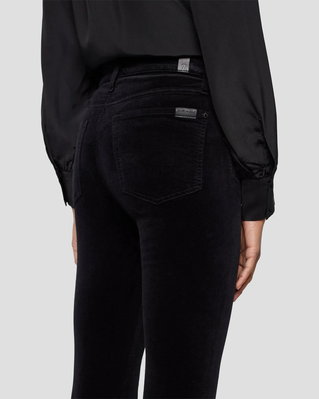 Velvet High Waist Ankle Skinny in Black