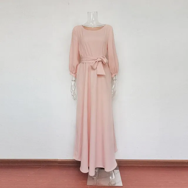 Vintage Bow Tie Maxi Elegant Long Dress