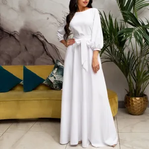 Vintage Bow Tie Maxi Elegant Long Dress