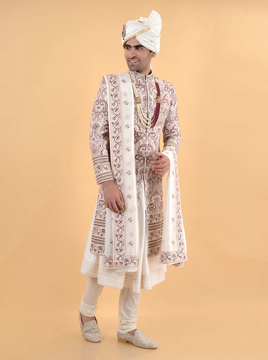 White & Pink  Sherwani | TULA
