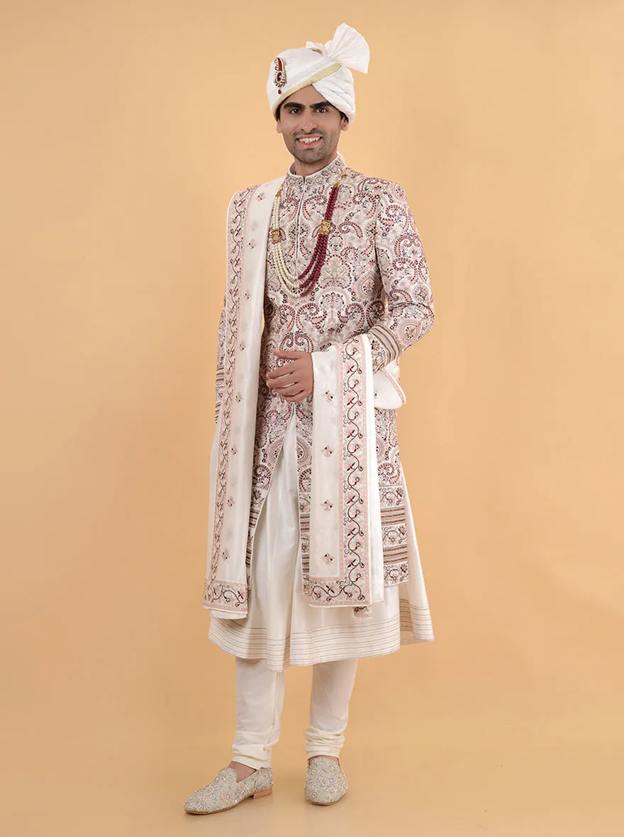 White & Pink  Sherwani | TULA