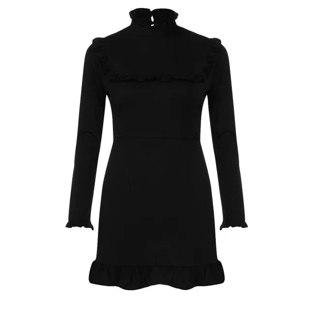 Winter Party Dress Women Long Sleeve Floral