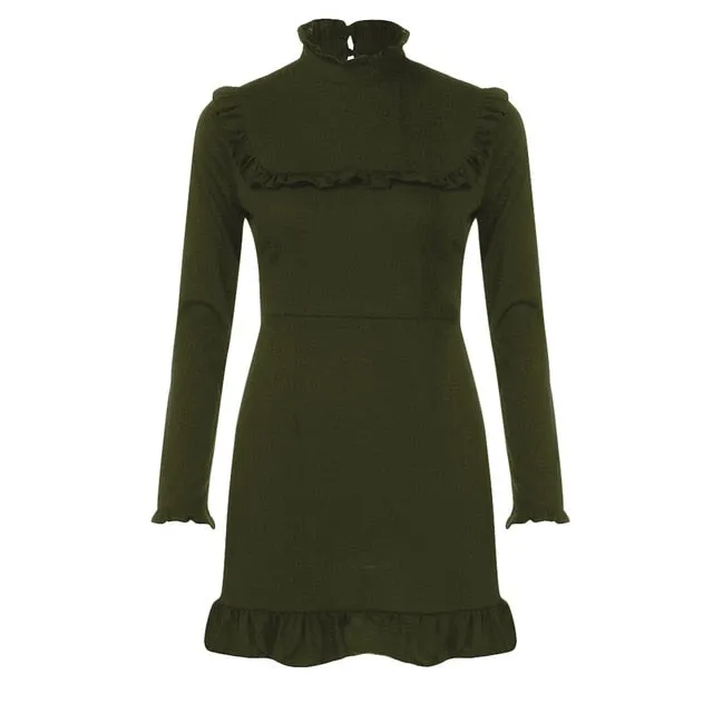 Winter Party Dress Women Long Sleeve Floral