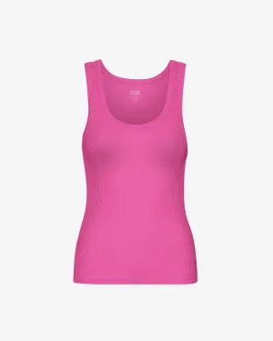 Women Organic Rib Tank Top - Bubblegum Pink