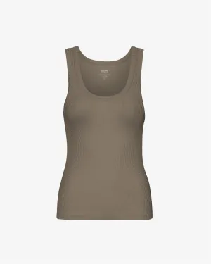 Women Organic Rib Tank Top - Cedar Brown