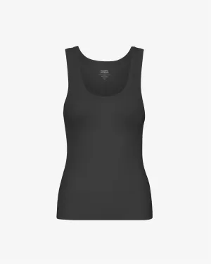 Women Organic Rib Tank Top - Deep Black