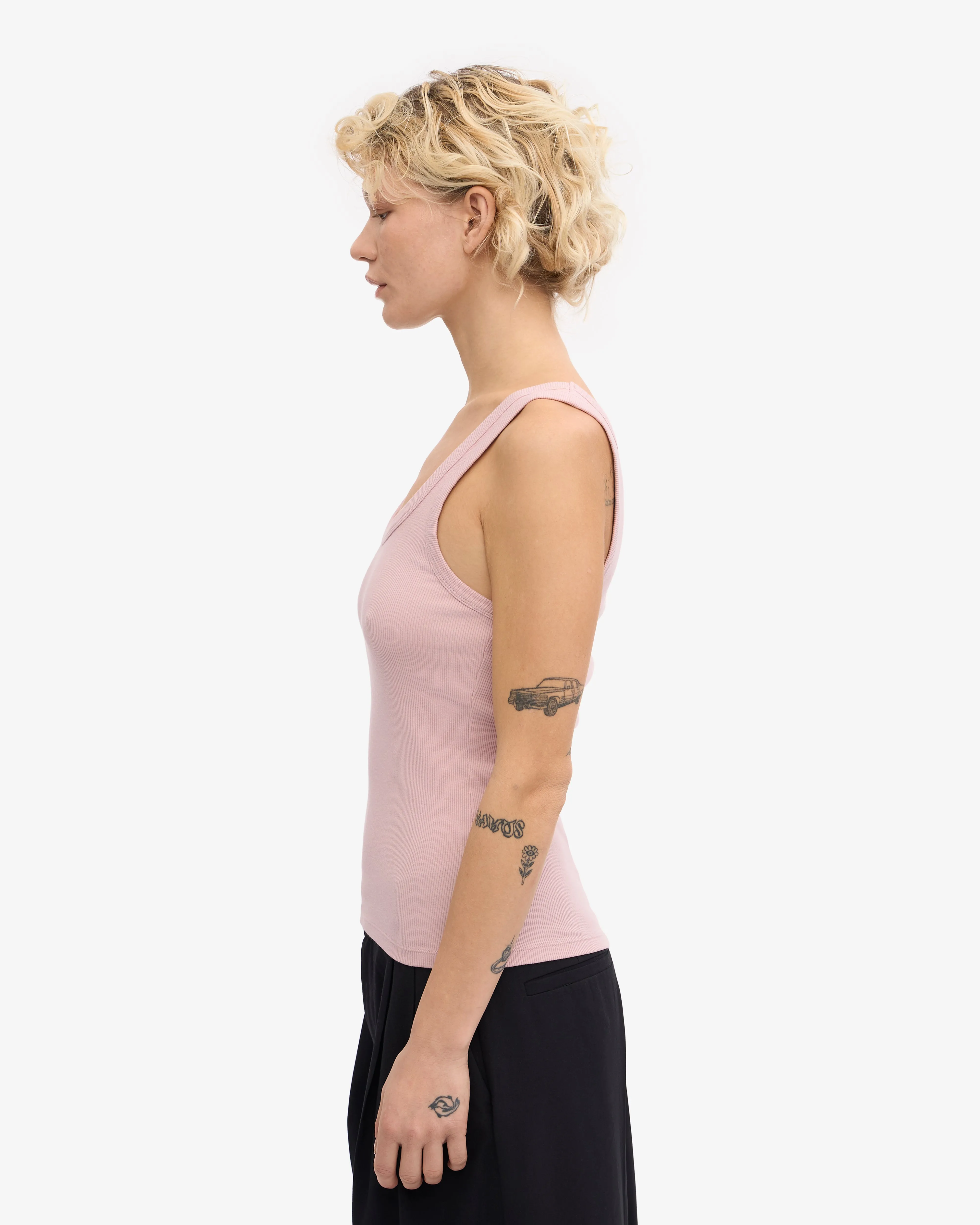 Women Organic Rib Tank Top - Faded Pink