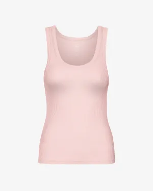 Women Organic Rib Tank Top - Faded Pink