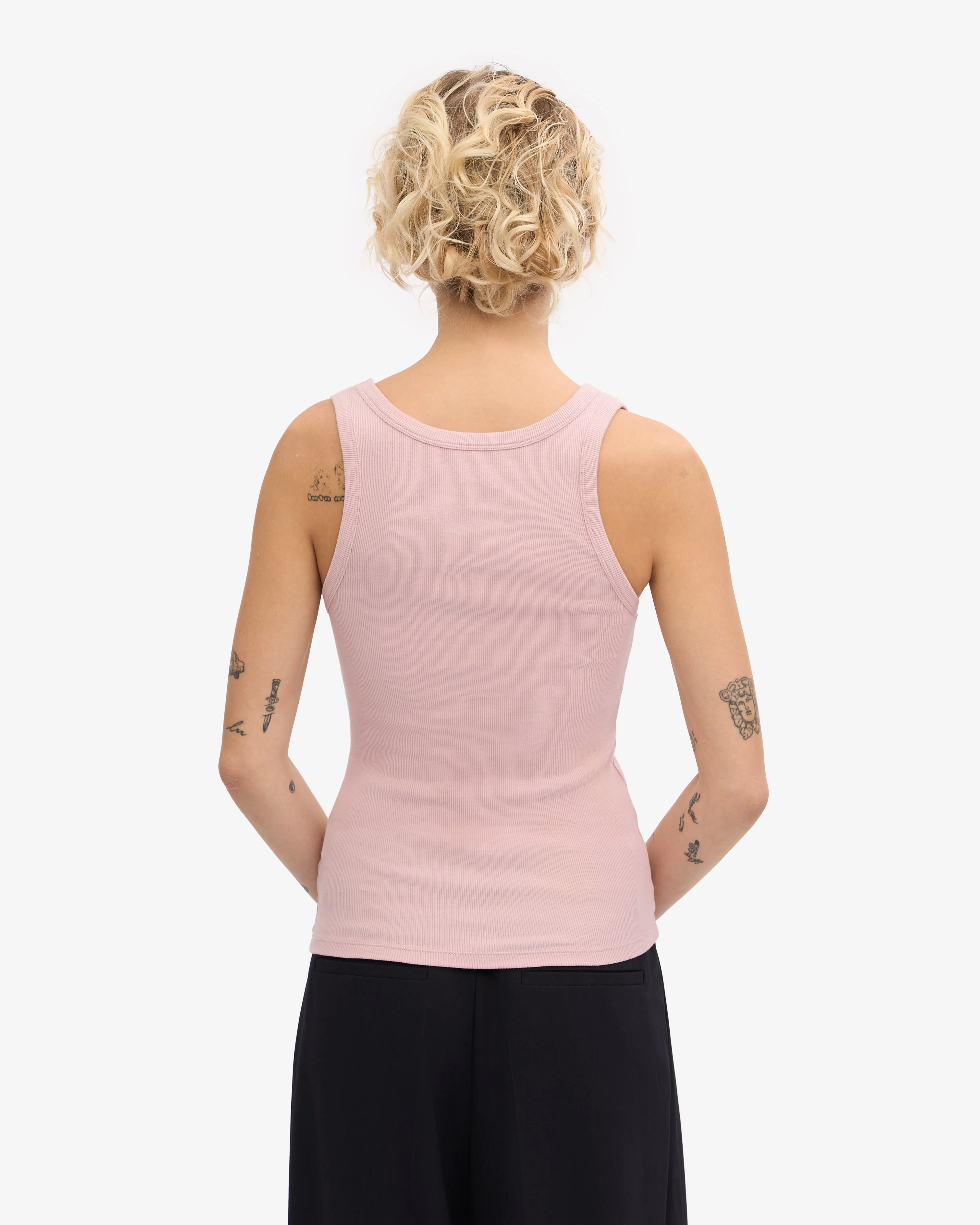 Women Organic Rib Tank Top - Faded Pink