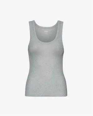 Women Organic Rib Tank Top - Heather Grey