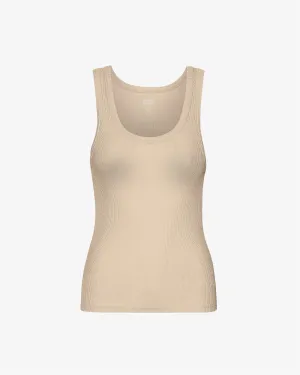 Women Organic Rib Tank Top - Honey Beige