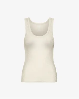 Women Organic Rib Tank Top - Ivory White