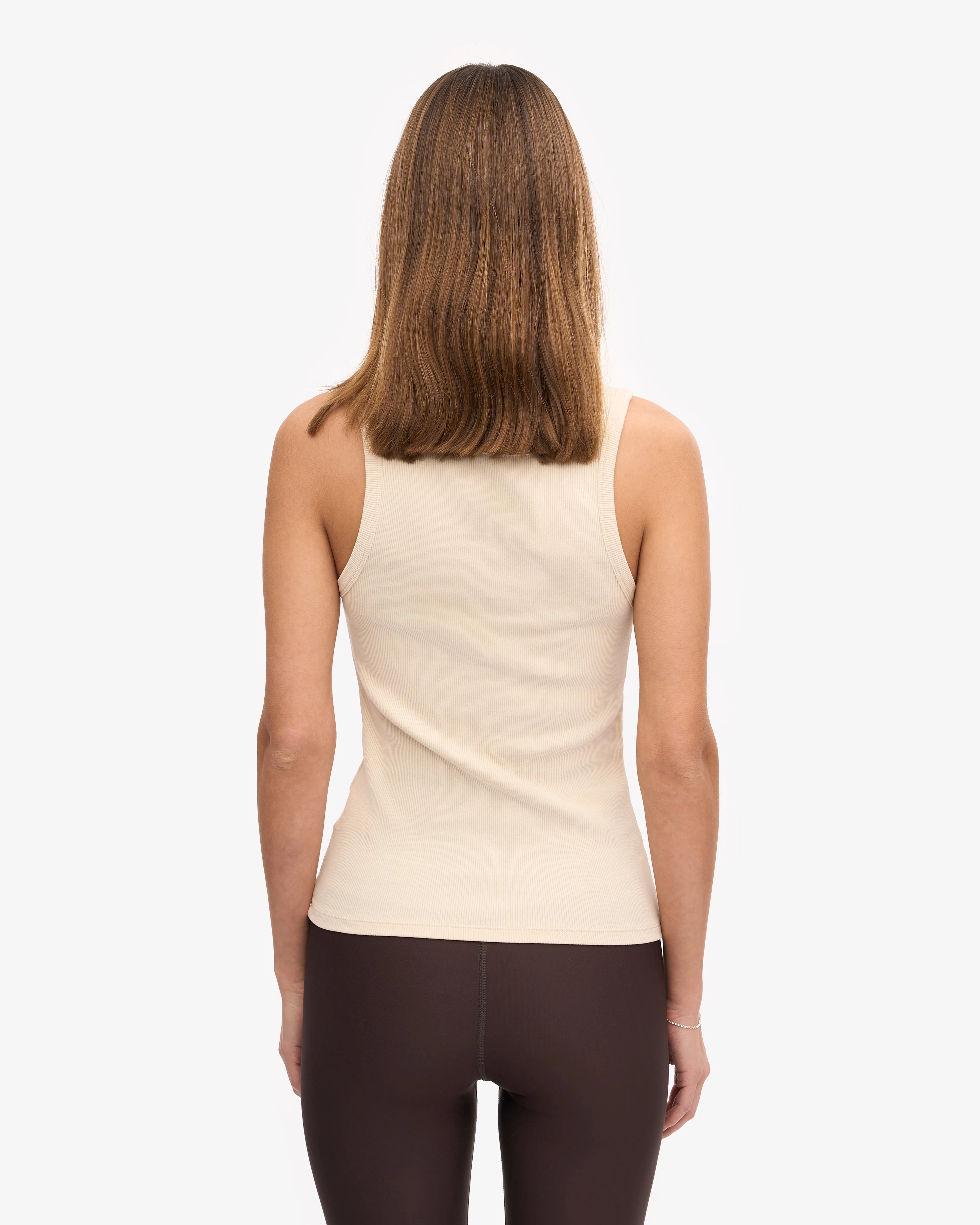 Women Organic Rib Tank Top - Ivory White