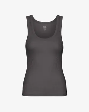 Women Organic Rib Tank Top - Lava Grey