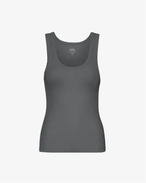 Women Organic Rib Tank Top - Lava Grey