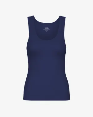 Women Organic Rib Tank Top - Marine Blue