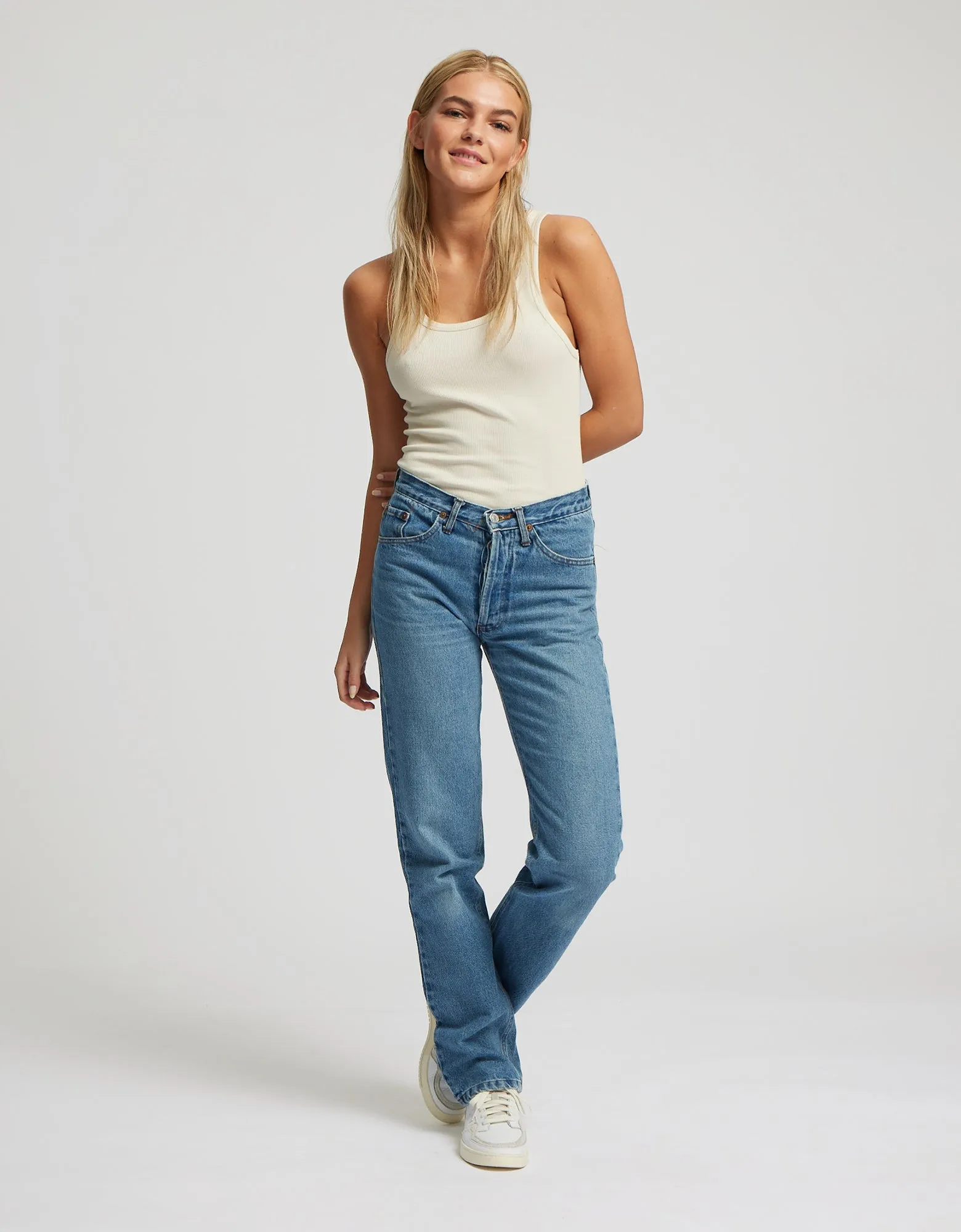 Women Organic Rib Tank Top - Marine Blue