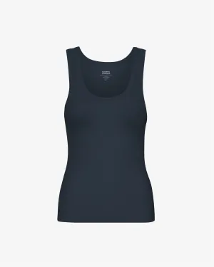 Women Organic Rib Tank Top - Navy Blue