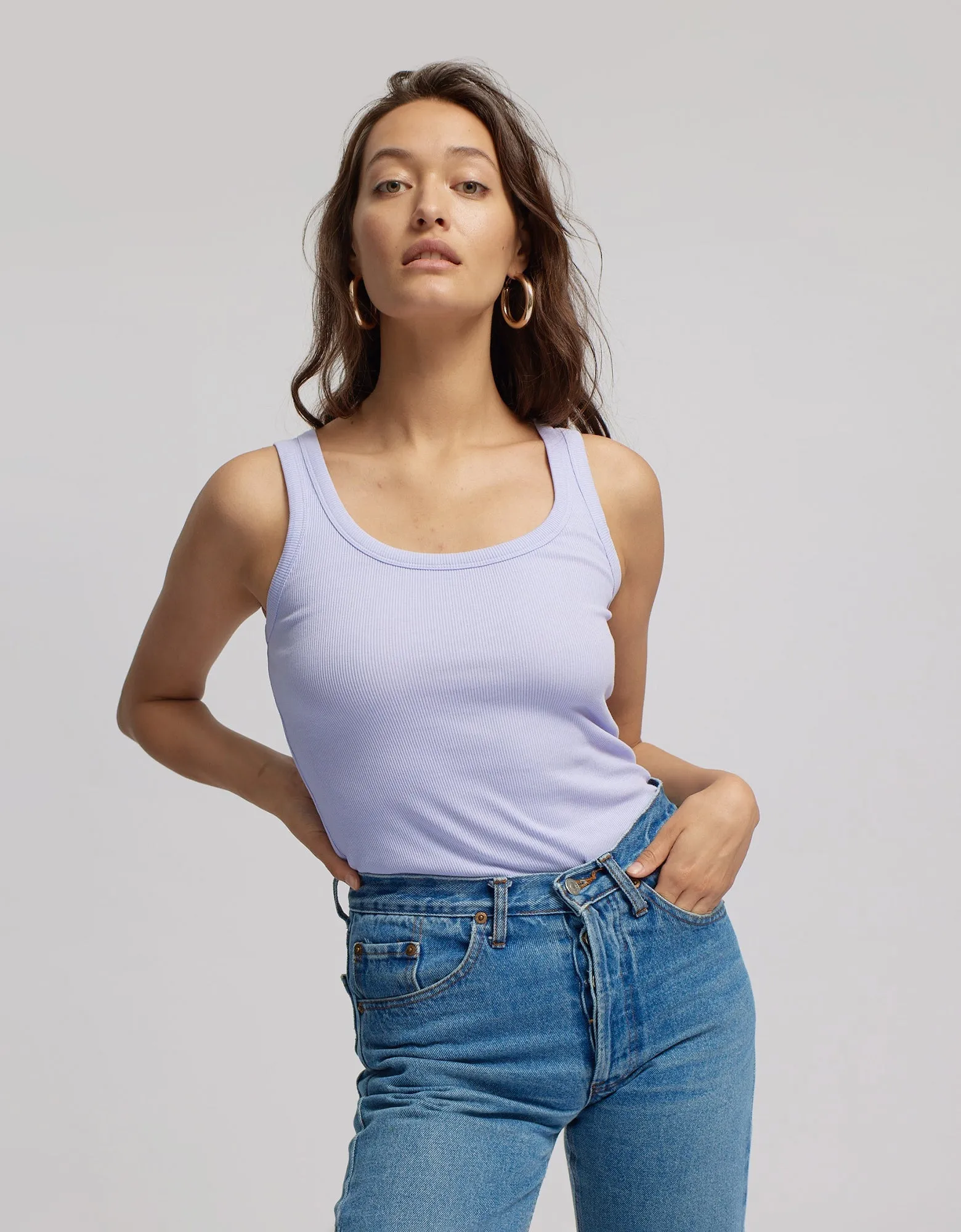 Women Organic Rib Tank Top - Ocean Green