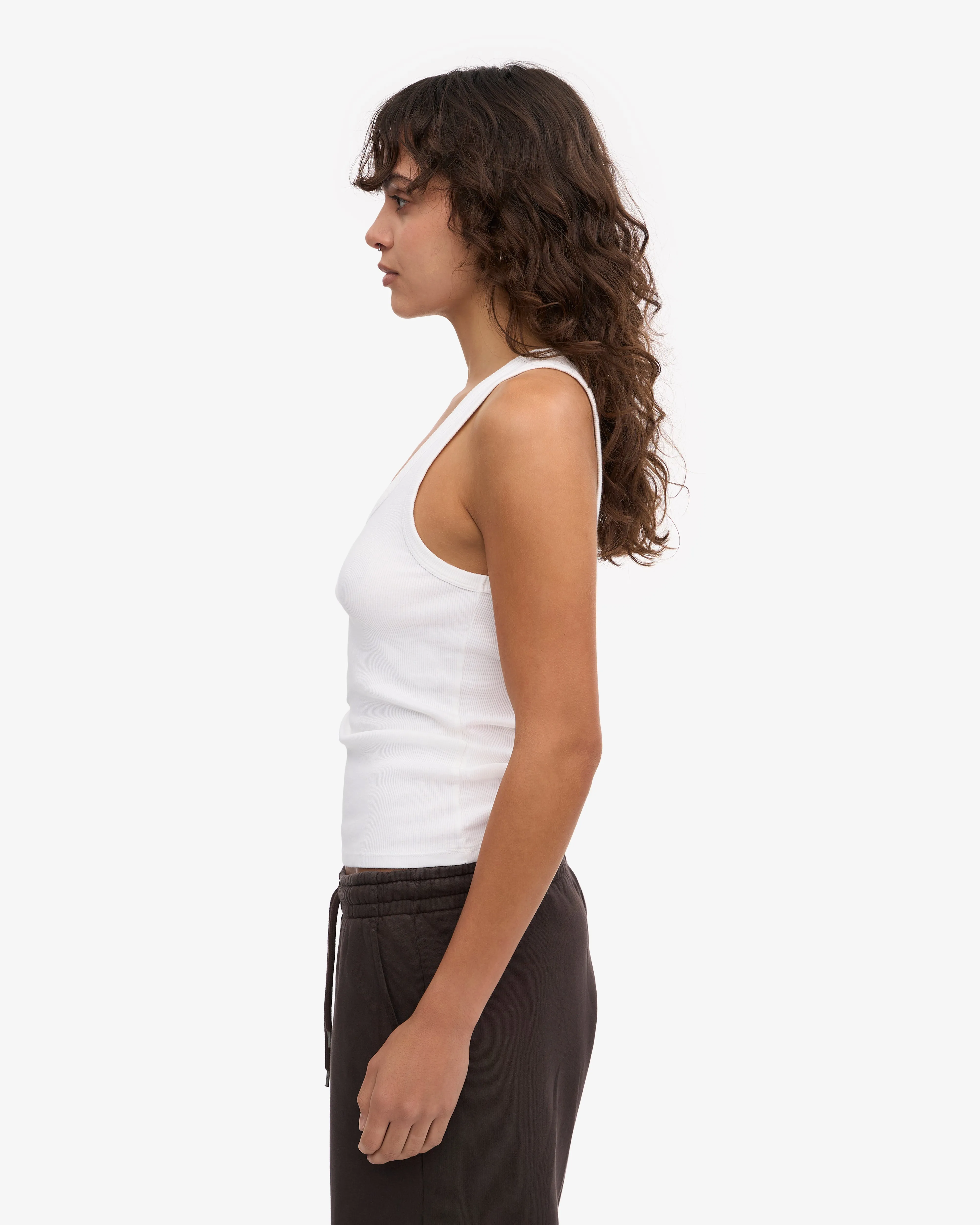 Women Organic Rib Tank Top - Optical White