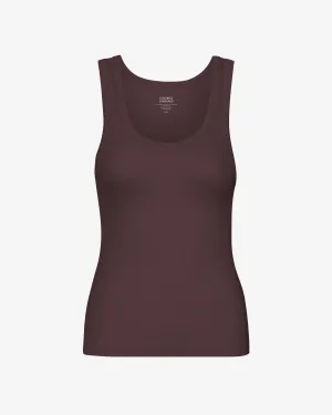 Women Organic Rib Tank Top - Oxblood Red