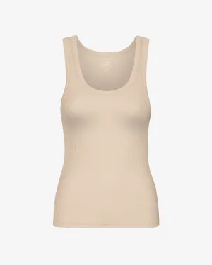Women Organic Rib Tank Top - Oyster Grey