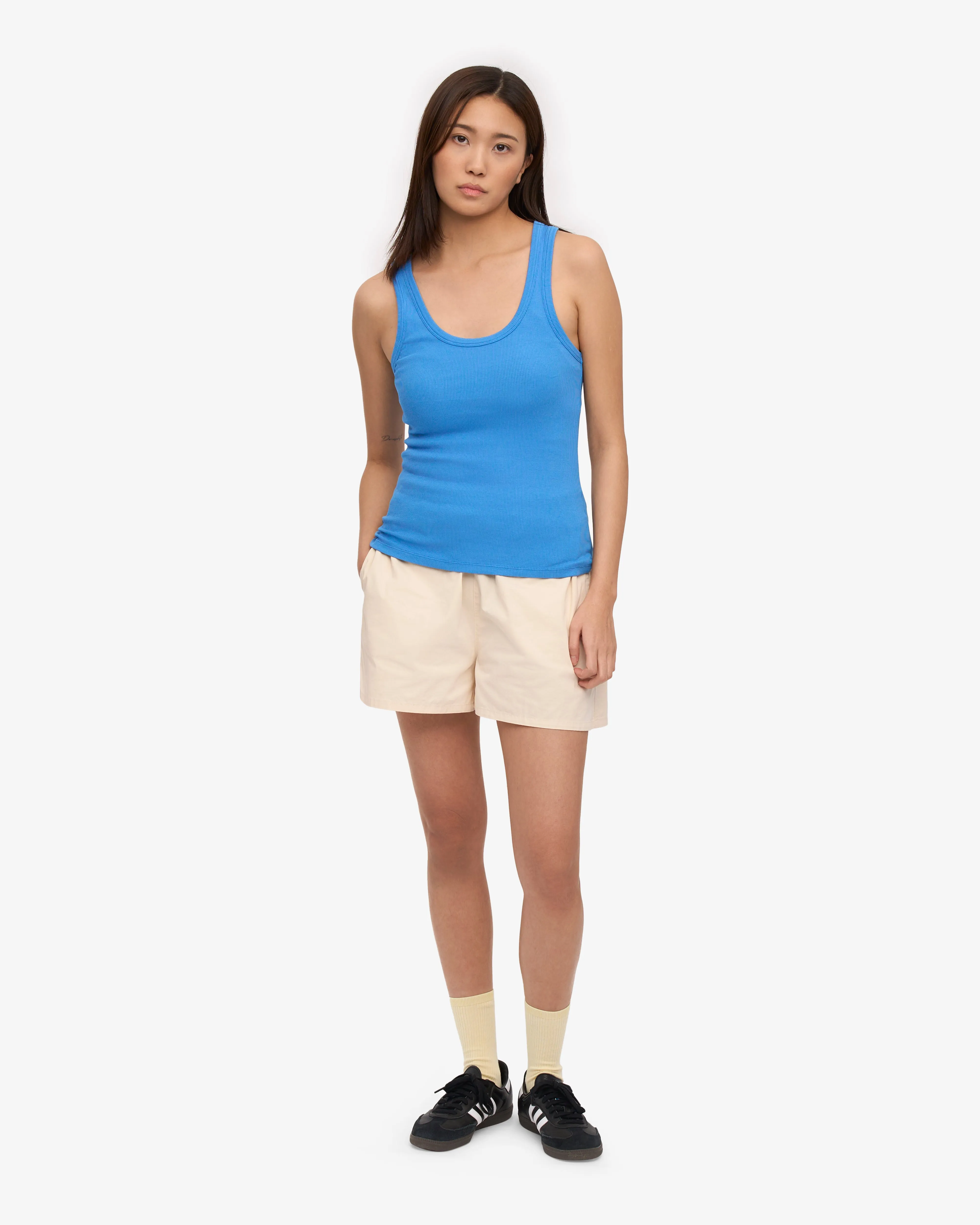 Women Organic Rib Tank Top - Pacific Blue