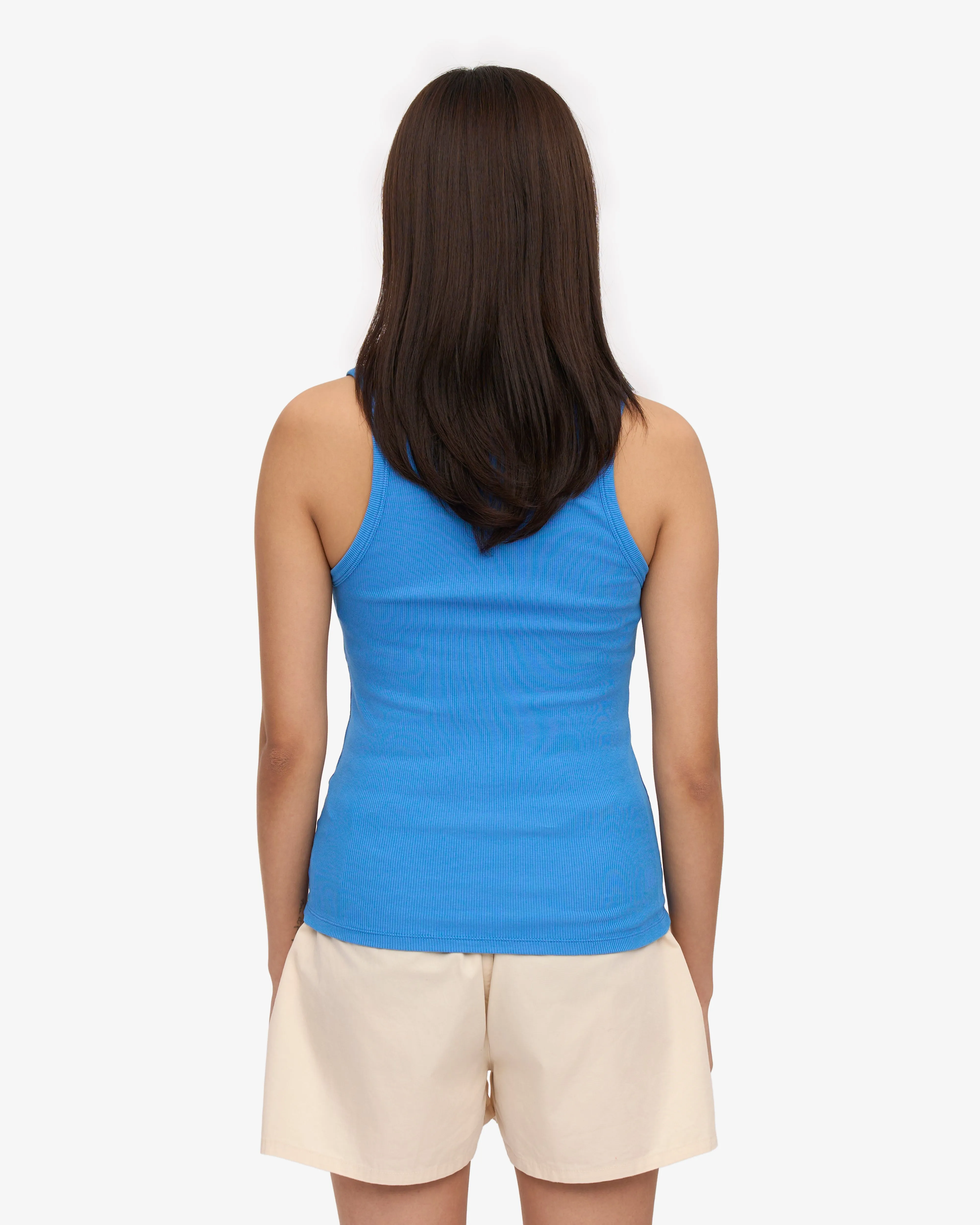 Women Organic Rib Tank Top - Pacific Blue