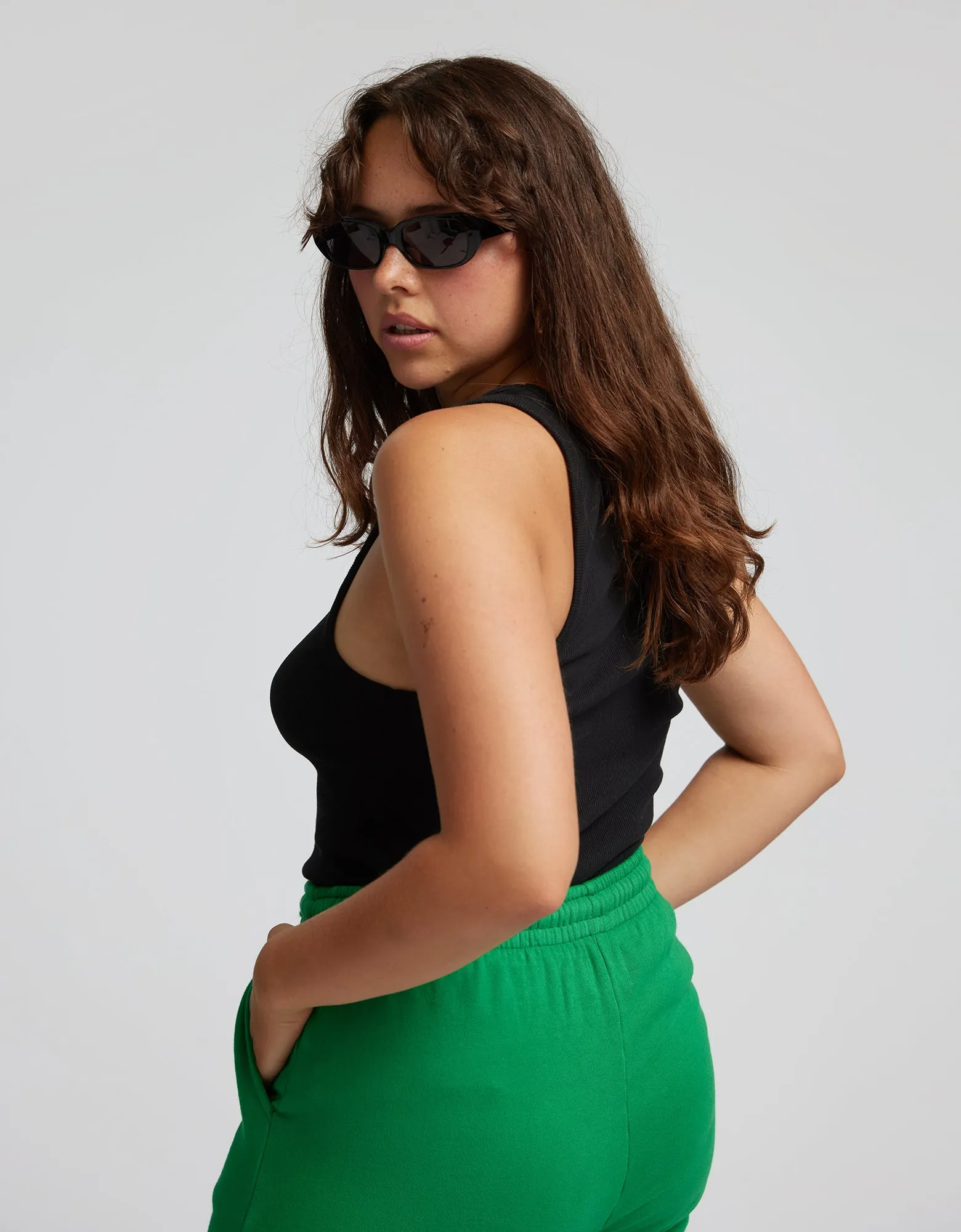 Women Organic Rib Tank Top - Red Tangerine