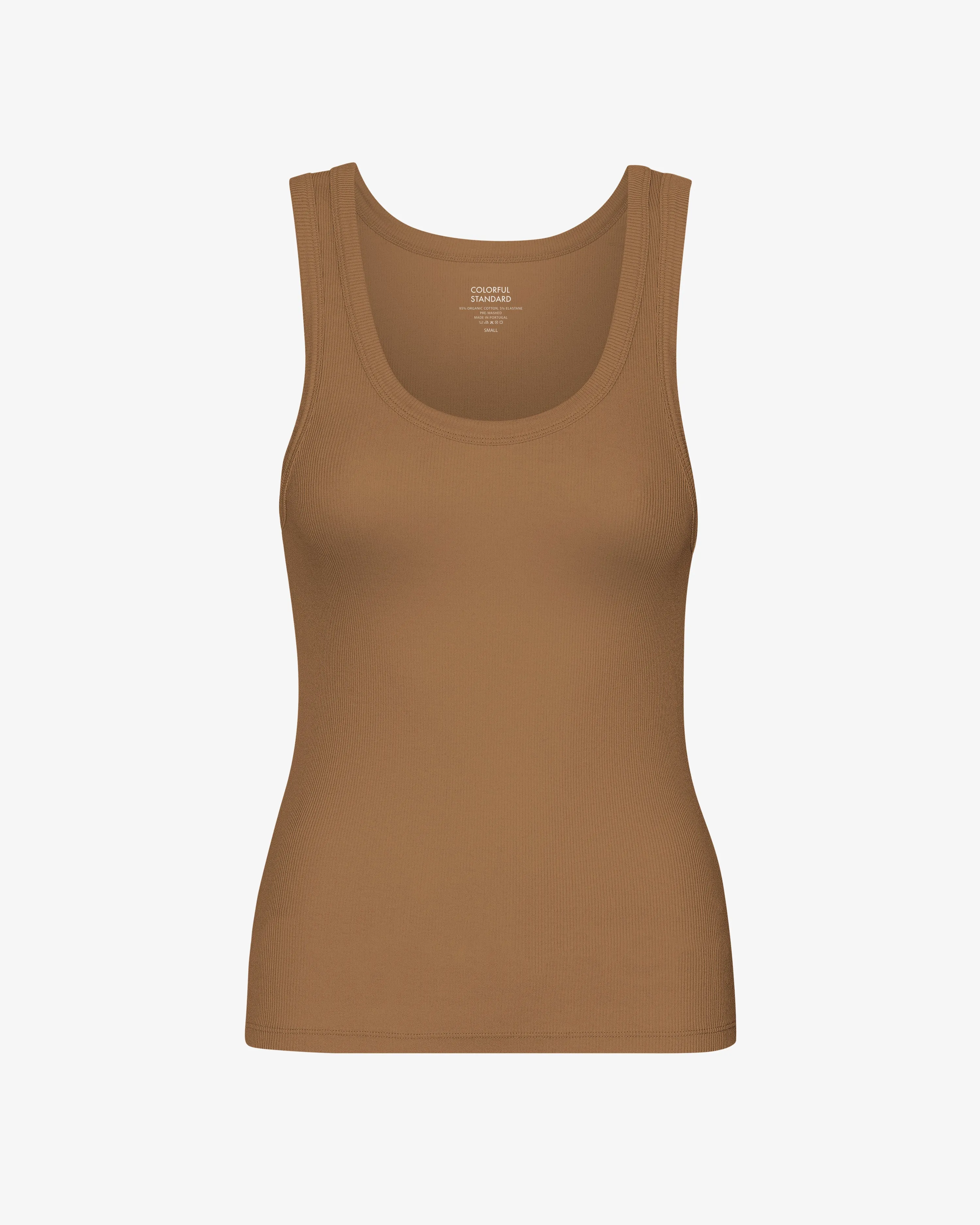 Women Organic Rib Tank Top - Sahara Camel